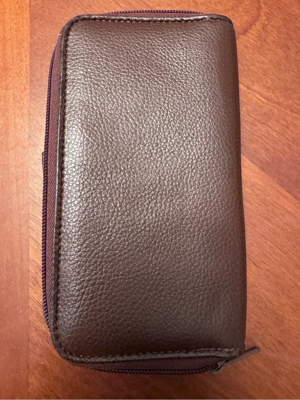 ROSETTI: Brown Leather Zip Wallet with Snap Closure